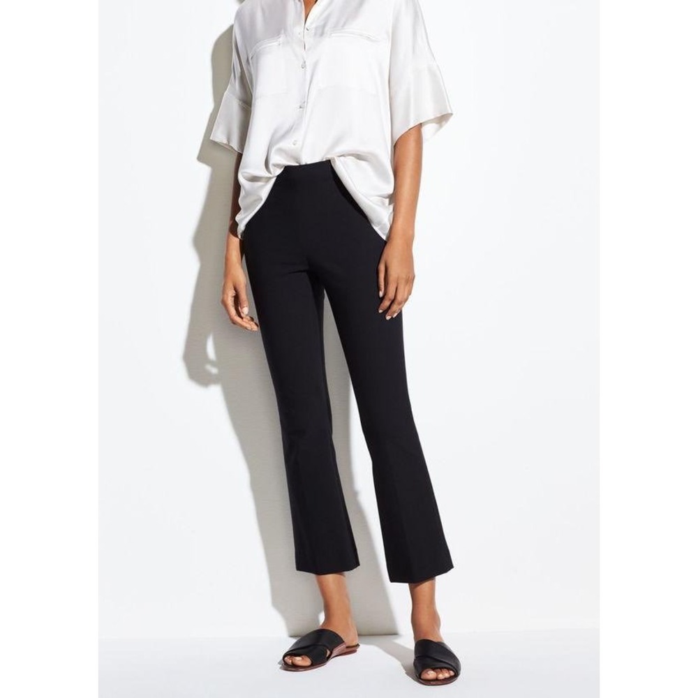 Vince Crop Flare Pants Medium Black Minimal Quiet Luxury Career Stretch Tailored